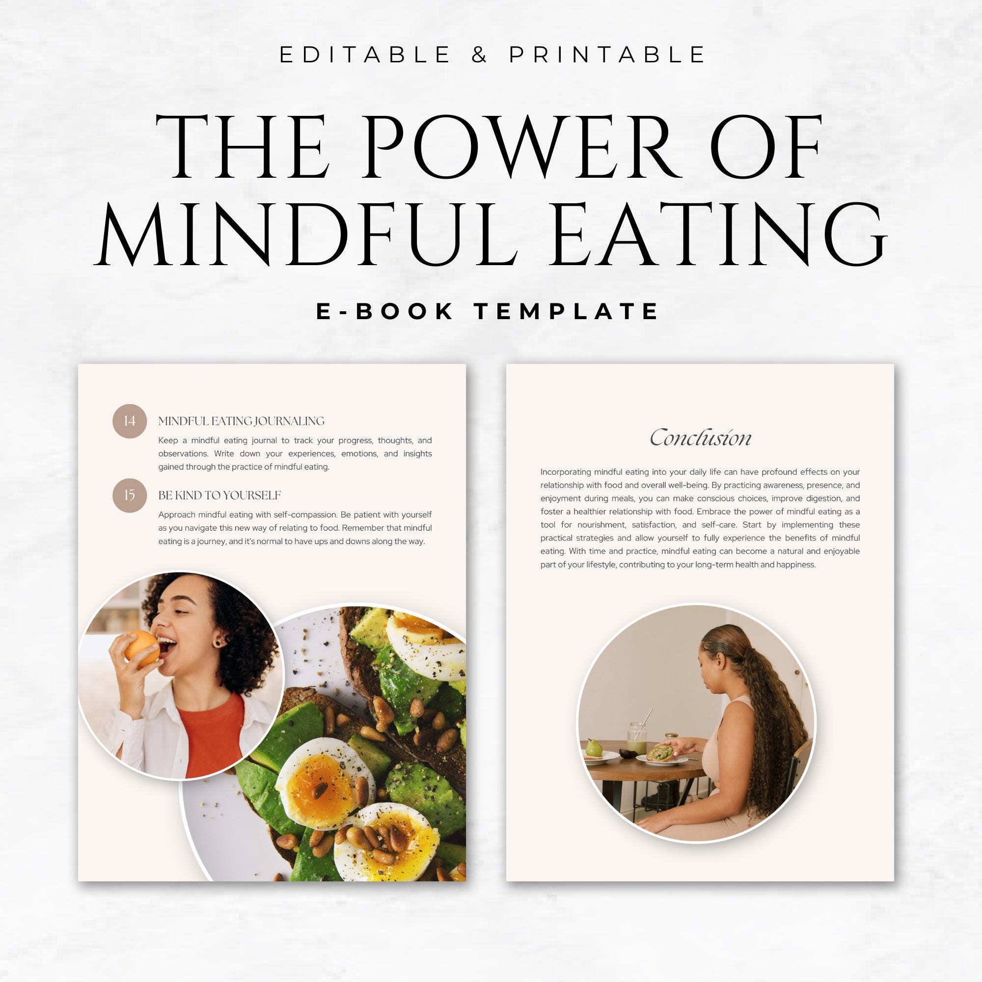The Power of Mindful Eating Template Printable Nutrition Coach Holistic ...