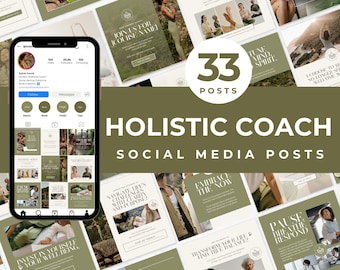Holistic Wellness Coach Instagram Posts Templates for Holistic Coaches Life Coaching Social Media Mindfulness Coach Instagram Branding Kit