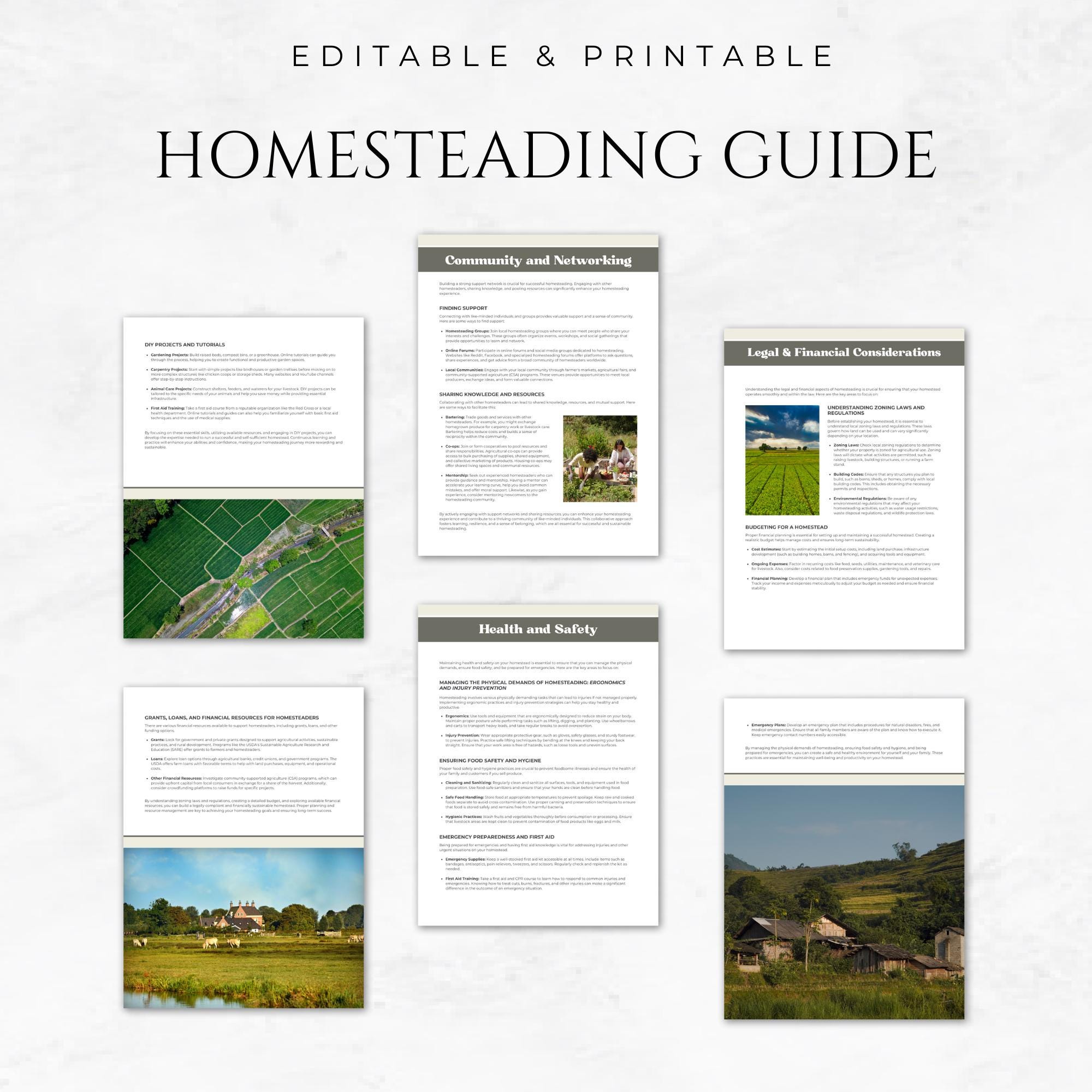 Homesteading Guide Template Self-sufficiency Planner Sustainable Living ...