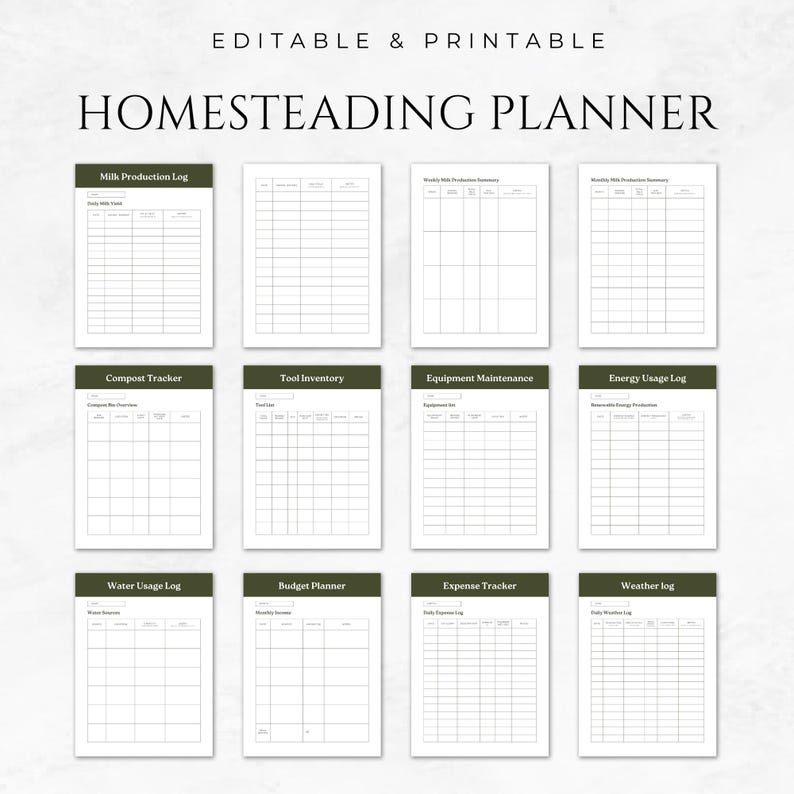 Compost Tracking Form Homesteading Planner Template Printable Self-sufficiency Planner ...