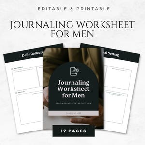 Journaling Worksheet for Men Template Printable Self-Reflection Worksheets Mental Health Worksheet Goal Setting Journal Reflection Journal