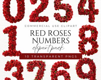 Rote Rosen Zahlen Clipart Floral Cliparts Rose Zahlen Grafiken Blume Blumen Clipart Blumen Clipart Rote Rose Digitale Zahlen PNG