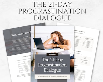 The 21-Day Procrastination Dialogue Journal Canva Template Procrastination Help Workbook Productivity Journal Focus Workbook Habit builder