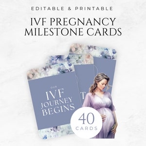 Cartes d'étapes de grossesse FIV modifiables Cartes numériques d'étapes de grossesse FIV modifiables Modèles de grossesse FIV Cartes de voyage de grossesse FIV imprimables