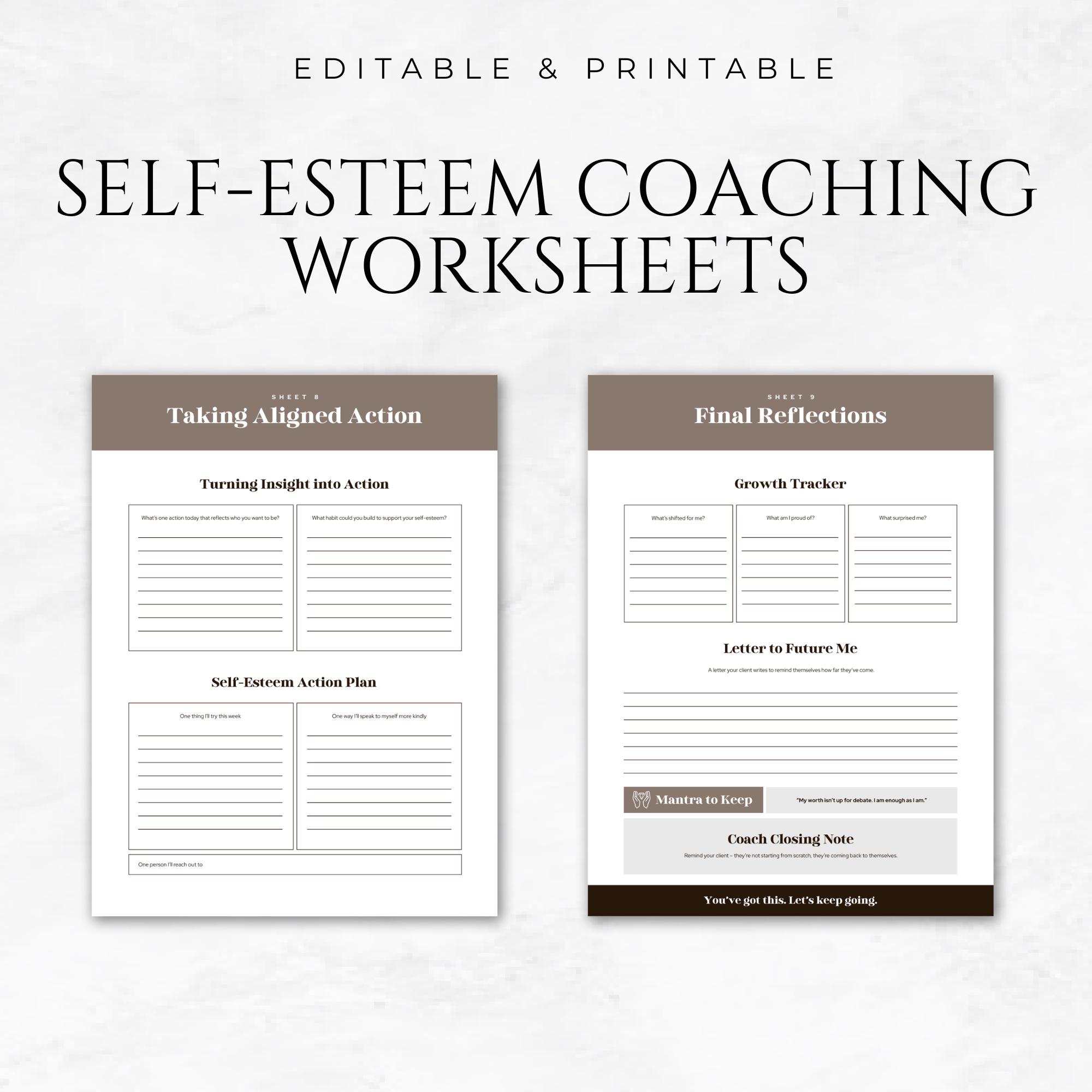 Self-esteem Coaching Worksheets Canva Template Confidence Workbook for ...