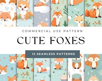 Seamless Fox Patterns Cute Fox Pattern Kids Patterns Woodland Animal Patterns Fox Illustration Fox Digital Papers Animal Pattern Nursery Art