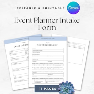 Event Planner Intake Form Template Event Planning Form Wedding Event Planner Form Event Booking Event Detail Form Event Budget Form Editable