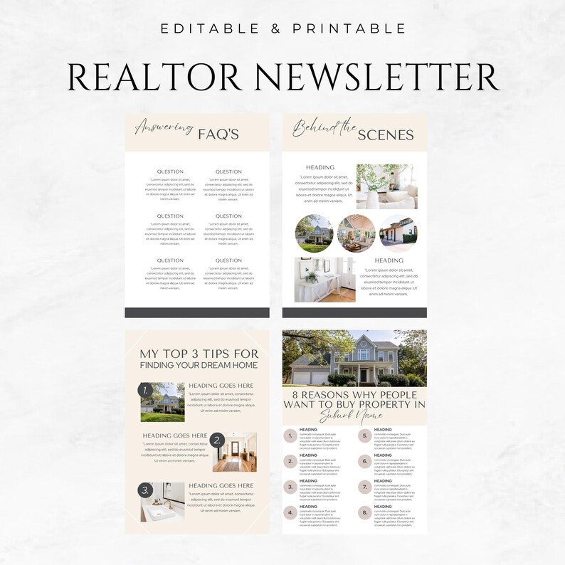 Real Estate Newsletter Template Canva Realtor Newsletter Real Estate ...