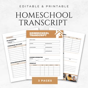 Homeschool Transcript Template Printable Homeschool Records Homeschool Planner High School Transcript Student Transcript Education Planner