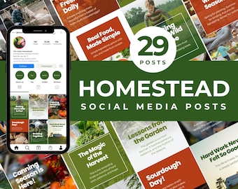 Homestead Social Media Posts Canva Templates Farm Instagram Cottagecore Posts Homestead Content Farm Lifestyle Small Farm Brand Aesthetic