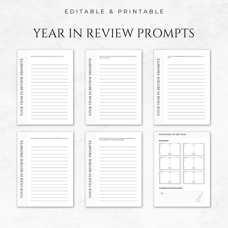 Year in Review Journal Prompts Template Printable Yearly Reflection Journal Year End Reflection ...