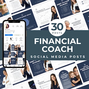 Financial Coach Social Media Posts Finance Coach Templates Finance Instagram Templates Business Finance Finance Branding Kit Financial Plan