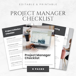 Mall för projektledares checklista Utskrivbar projektledning Canva-uppgiftshantering Projektarbetsflöde Uppgiftsorganisatör Projekttidsplan