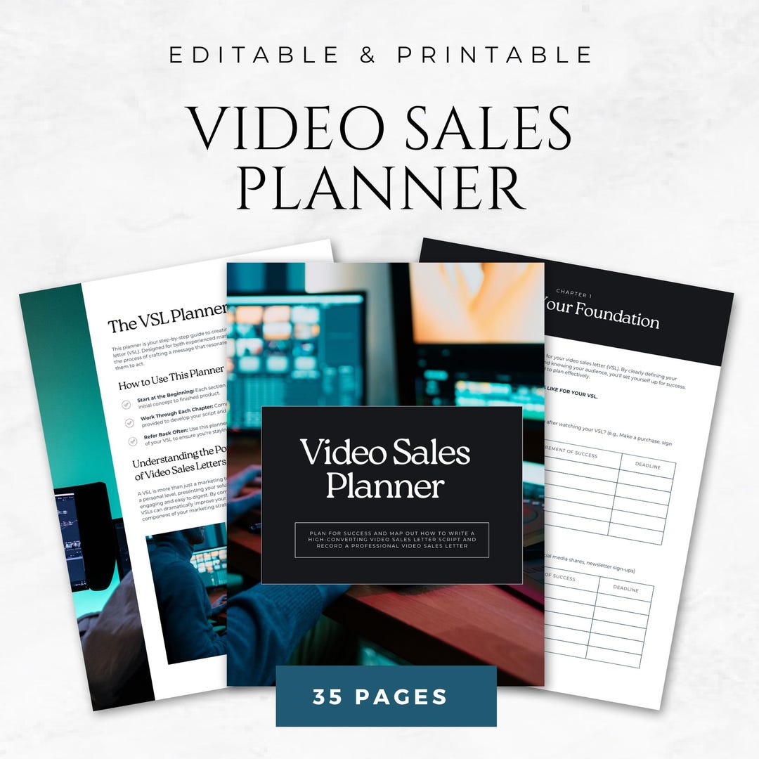 Video Sales Planner Template Printable Video Content Planner