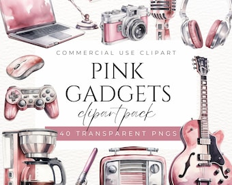 Pink Gadgets Clipart Tech Clipart Aesthetic Gadget Clipart Devices Girly Tech Clipart Cute Gadget png Laptop Phone Computer Pink Camera PNG