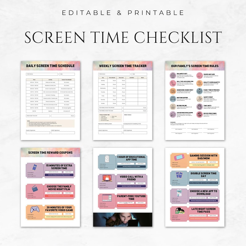 Screen Time Checklist Template Printable Digital Detox Checklist Kids ...