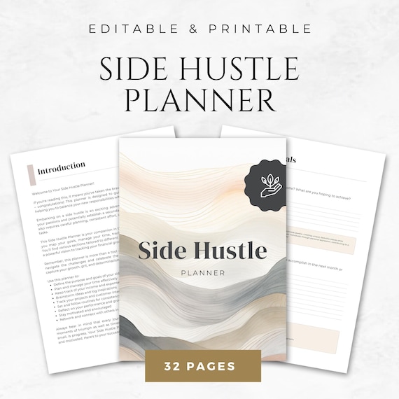 Side Hustle Planner Template Printable Entrepreneur Planner Freelancer Planner Canva Business Planner Productivity Planner Online Business