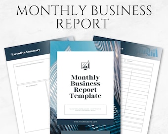 Monthly Business Report Template Printable Financial Report Performance Report Small Business Report Monthly KPI Template Data Report Canva