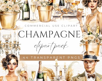 Champagner Clipart, Prosecco Clipart, Champagnerglas, Wein Clipart, Party Feier Clipart, Hochzeit, Clipart, Neujahr Clipart