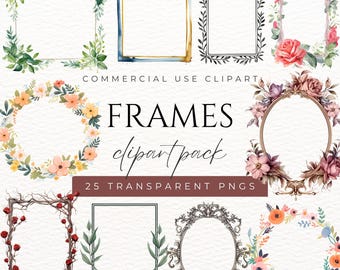 Frames Clipart Digital Frames Elegant Frame Vintage Frame Aesthetic Border Minimalistic Frame Decorative Frame Floral Frame Boho Frame PNG