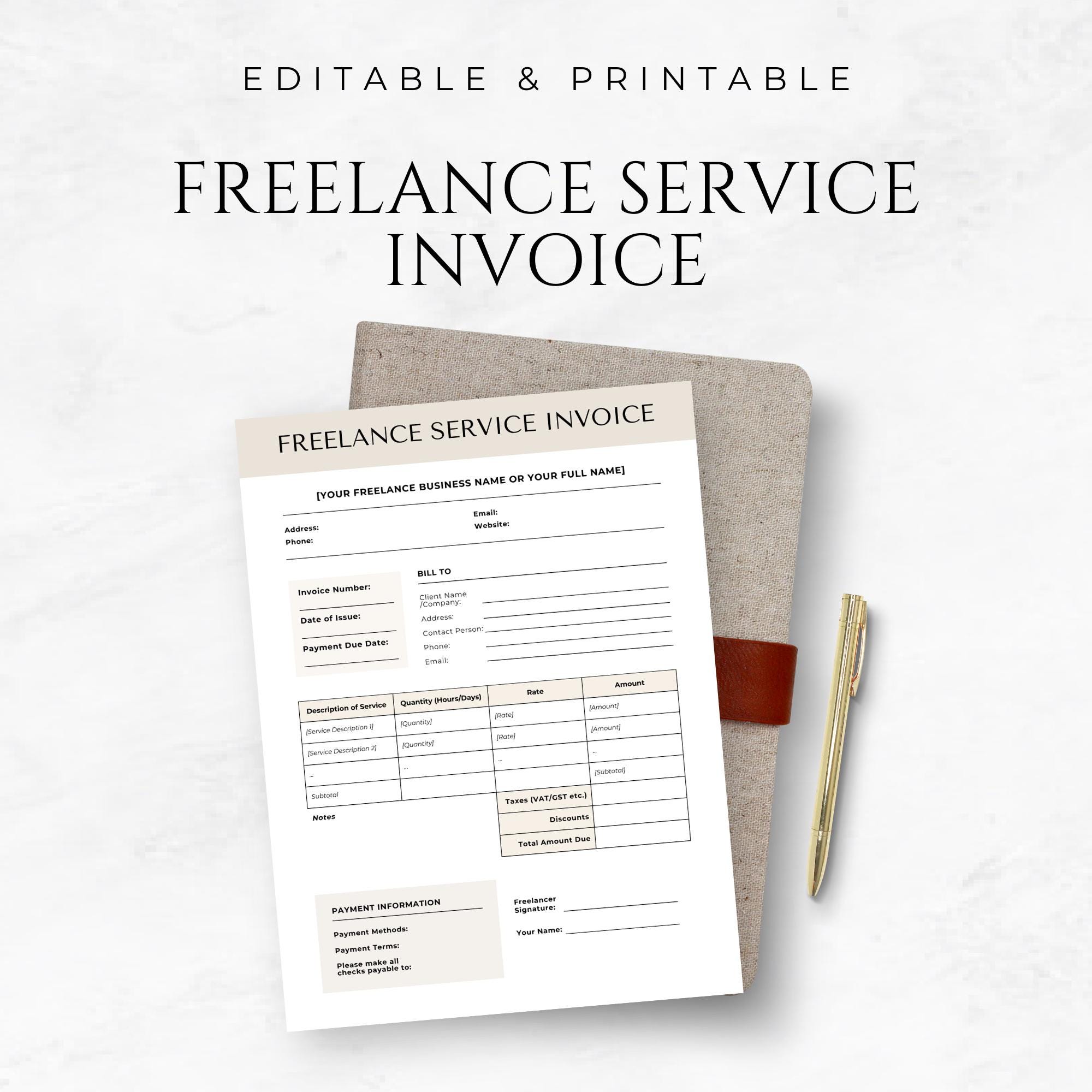 Freelance Service Invoices Template Printable Service Invoice Template ...