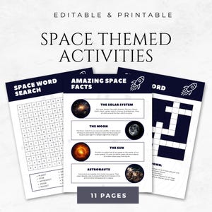 Attività a tema spaziale, materiale stampabile sul sistema solare, attività spaziali per bambini, pagine da colorare sullo spazio, ricerca di parole sullo spazio, cruciverba sullo spazio, curiosità sullo spazio immagine 1