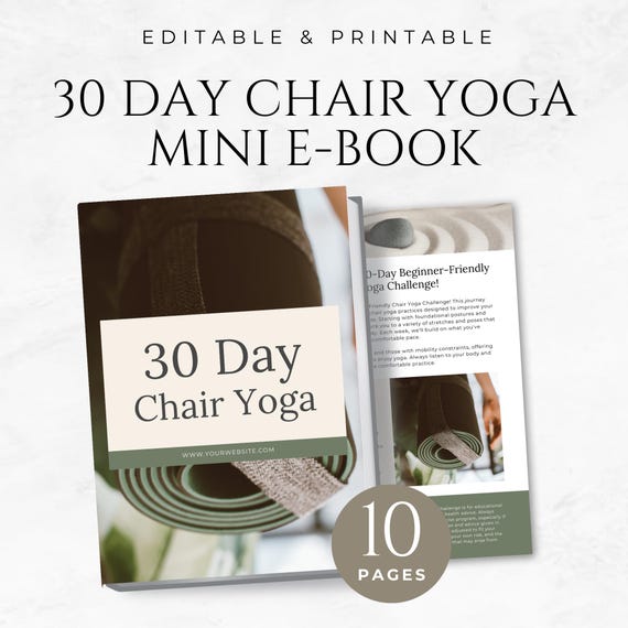 Chair Yoga Book Template Printable Yoga Book Yoga Guide Yoga for Beginners Book Chair Yoga Template Yoga Practice Planner Digital Yoga Guide