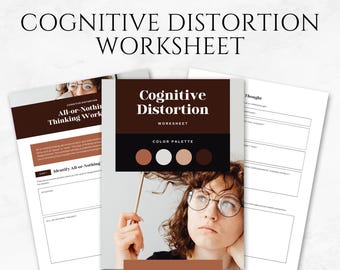 Cognitive Distortion Worksheet Template CBT Worksheet Cognitive Behavioral Therapy Mental Health Counseling Worksheet Therapy Worksheets