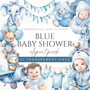 Blue Baby Shower Clipart Baby Boy Clipart Baby Shower Elements Graphics Baby Shower Decorations Nursery Decor Party Decor Baby Shower DIY