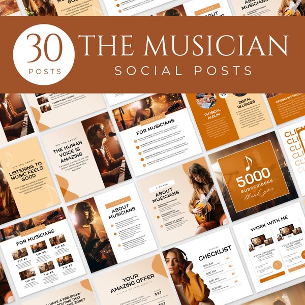 Musician Instagram Templates Musician Content Posts Musician Templates Canva Musician Social Media Posts Musician Promo Posts