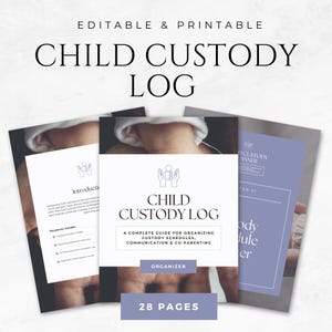 Child Custody Log Template Printable Custody Tracker Co Parenting Planner Custody Journal Child Visitation Custody Calendar Family Court Log