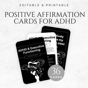 Affirmatiekaarten ADHD en executief functioneren Positieve bevestigingskaart voor ADHD Affirmatie mentale gezondheid copingtool Mindfulness voor ADHD