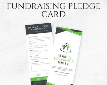 Fundraising Pledge Card Template Printable Editable Donation Pledge Card Nonprofit Fundraiser Charity Pledge Card Church Donation Templates