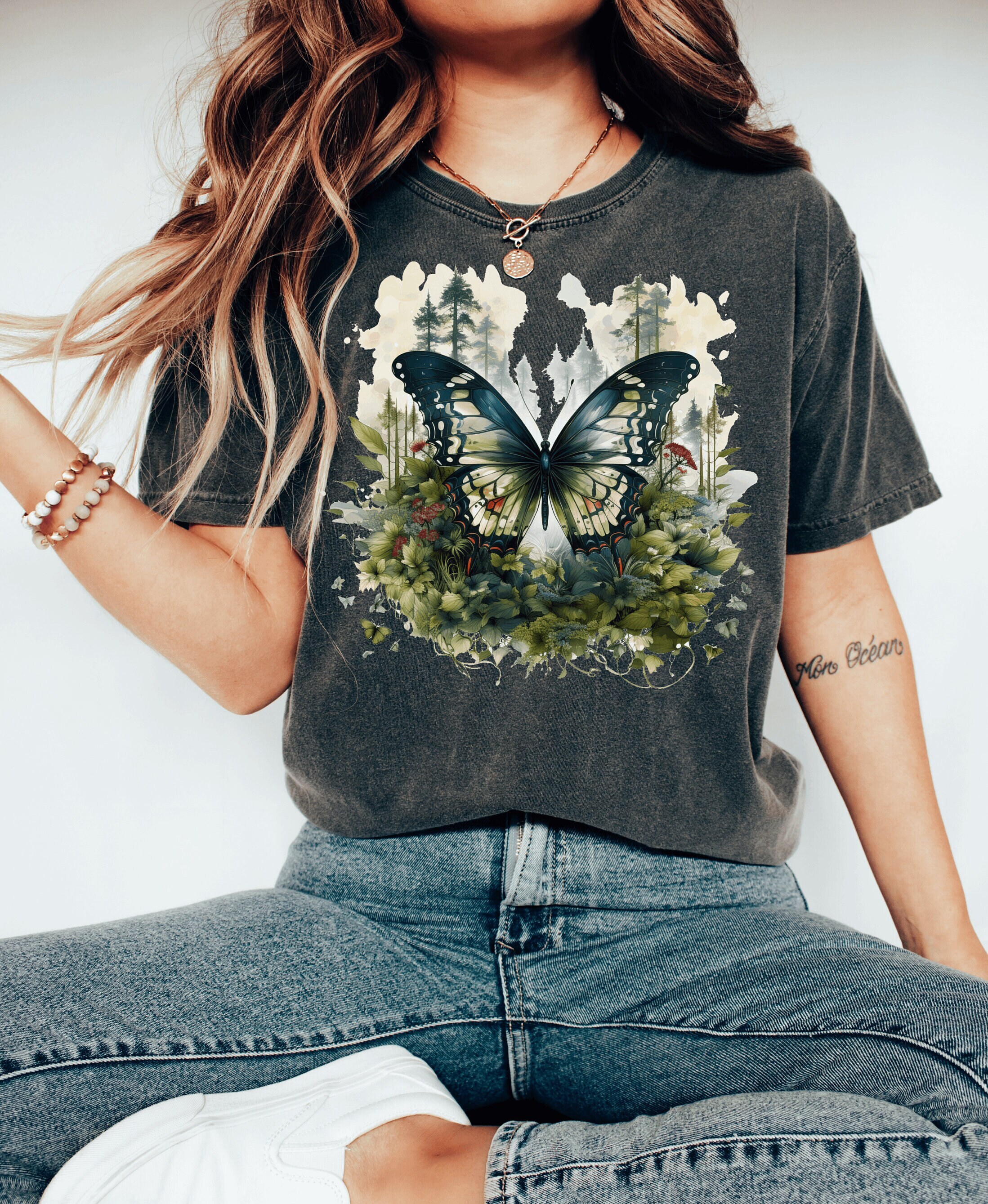 Boho Butterfly Shirt Comfort Colors Tshirt Butterfly Women's T-shirt ...