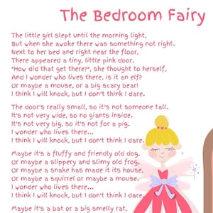 The Bedroom Fairy - Children&#39;s Poem, Children&#39;s Bedroom Poster, Wall Art, Fairy Poem
