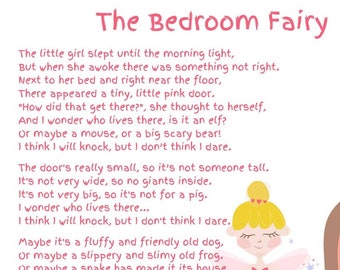 The Bedroom Fairy - Children&#39;s Poem, Children&#39;s Bedroom Poster, Wall Art, Fairy Poem