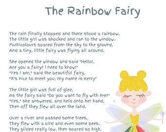 The Rainbow Fairy - Children&#39;s Poem, Children&#39;s Wall Art, Bedroom Poster, Picture, Rhyme PDF File