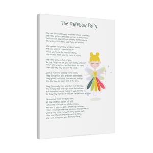 The Rainbow Fairy - Children&#39;s Poem - Canvas Print - Gift for Girl&#39;s Bedroom