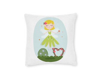 The Garden Fairy - Printed Cushion - Square Pillow - Cushions for Little Girl&#39;s Room - Bedroom Cushion - Girl&#39;s Pillow