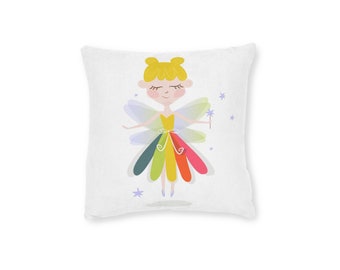 The Rainbow Fairy - Printed Cushion - Square Pillow - Cushions for Little Girl&#39;s Room - Bedroom Cushion - Girl&#39;s Pillow