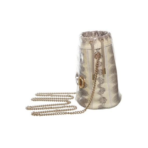 Gucci Zumi White/Gray Snakeskin Mini Drawstring B… - image 4