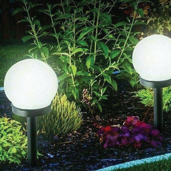 4x Solar Globe Stake Lights Set Ground Post Path Garden Patio Warm White Garden Solar Light Decoration Modern Lamp Lawn Gift