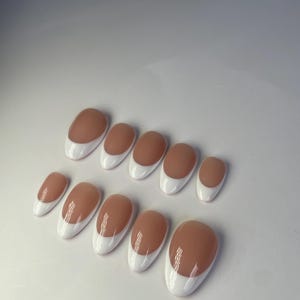 Classic French Tips Press On Nails | Short Almond Nails | High Quality Nails | French Tip Nails | Almond press on nails