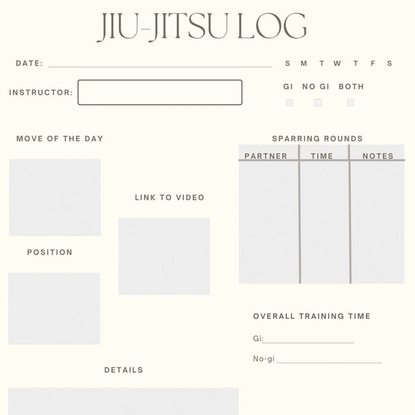 Jiu-jitsu log for beginners or experienced practitioners!