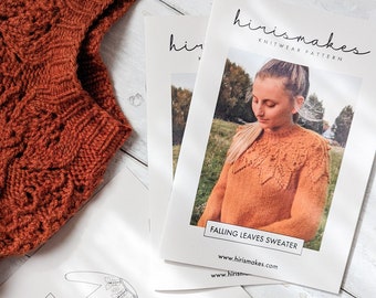 Physical Knitting Pattern | Falling Leaves Sweater | Aran Weight Sweater | Autumnal | Fall Knitting Pattern