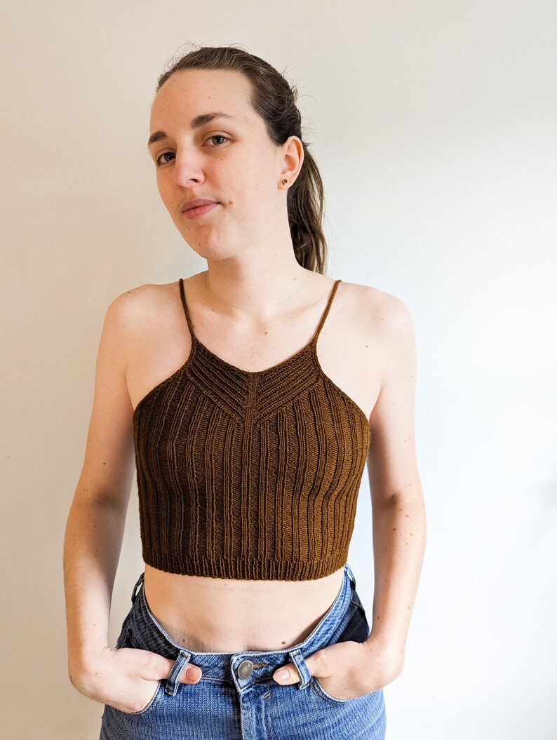 Knitting Pattern Arrow Bralette Halter Bralette Knit Crop Top Knit Top Simple Bralette image 3