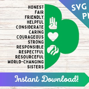 Girl Scout Law Troop T-Shirt Design - Instant Download - Peace, Love, Girl Scouts - SVG for Cricut, PNG Files