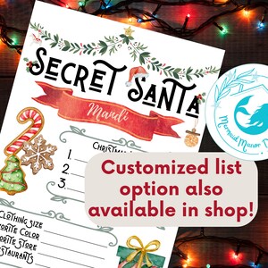 Secret Santa Wish List Printable - Instant Download - 5x7 Christmas ...