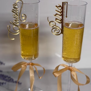 Gold Acrylic Name Drink Charms – Custom Laser-Cut Wine Glass Charms