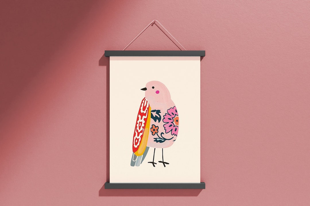 Bird Wall Art Bird Home Decor Colorful Bird Painting Gift Etsy